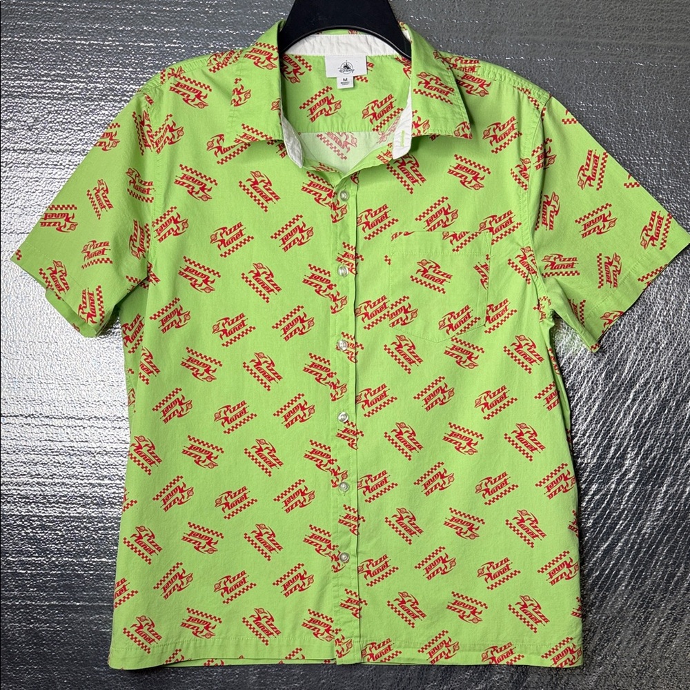 Disney Lime Green Graphic Button Down Shirt